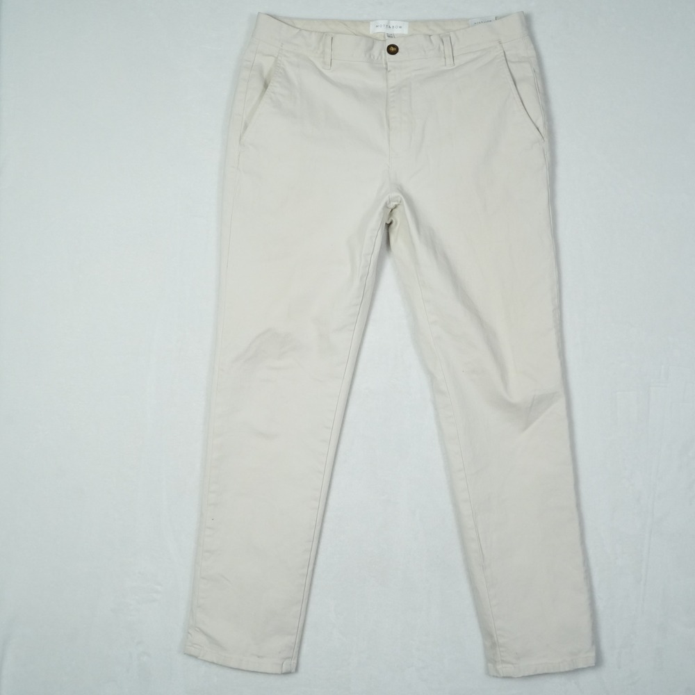 Mott & Bow Charles Twill Chino Pants Mens 32x30 Sand Beige Slim Fit Stretch